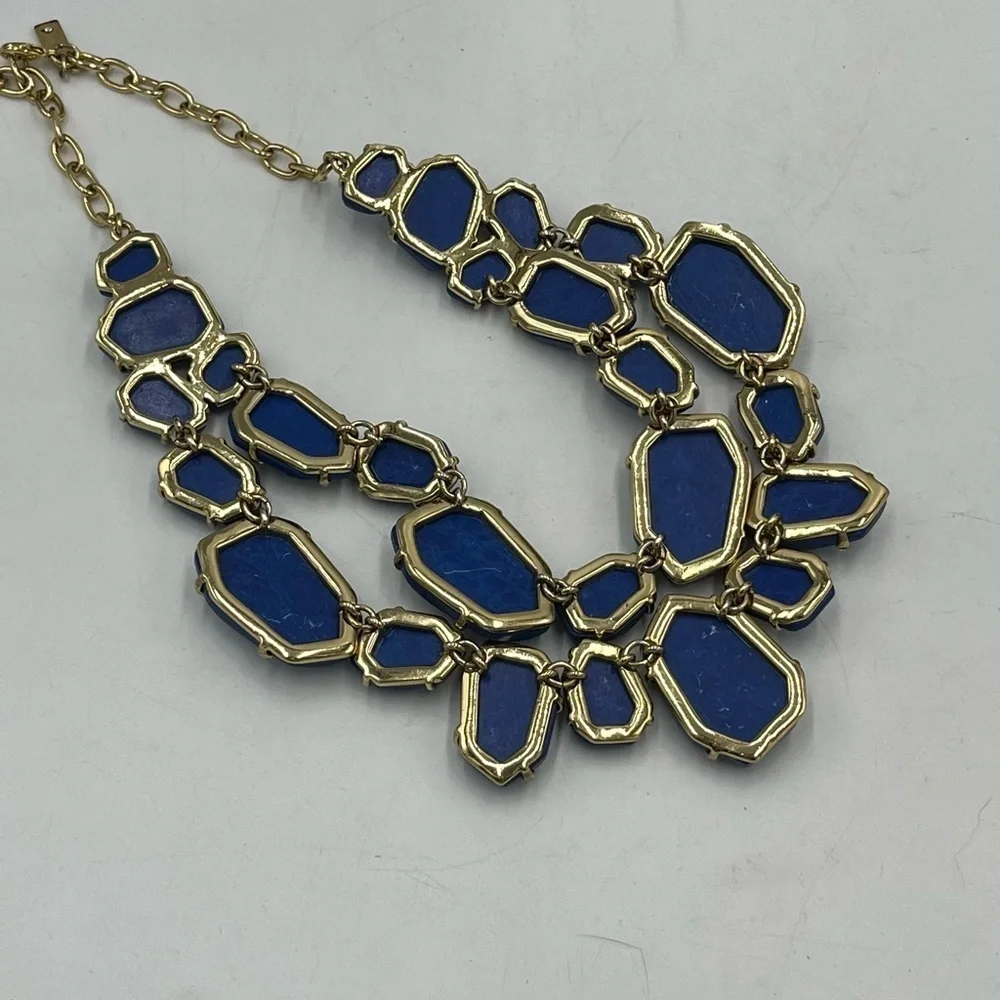 Kate Spade Blue Lapis Lazuli‎ Quarry Gems Double Statement Gold Plated Necklace